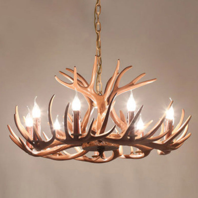 Adjustable Hanging Chain Chandelier Light Traditional Rustic Antler Plastic Ceiling Pendant for Restaurant