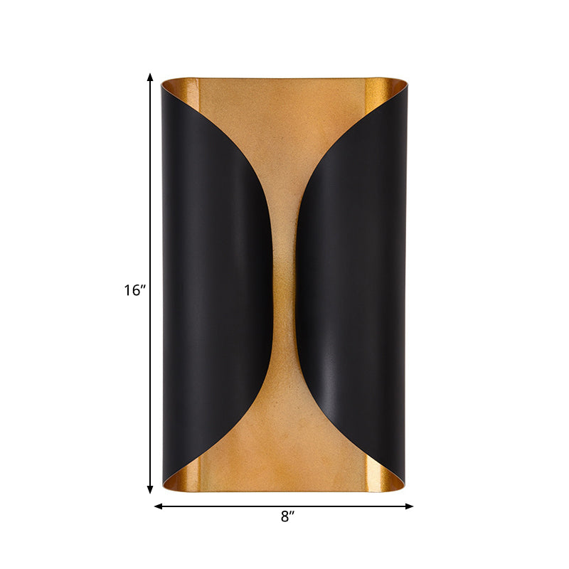 Colonial Style Rolling Surface Wall Sconce 2 Light Metal Wall Mounted Lamp in Black