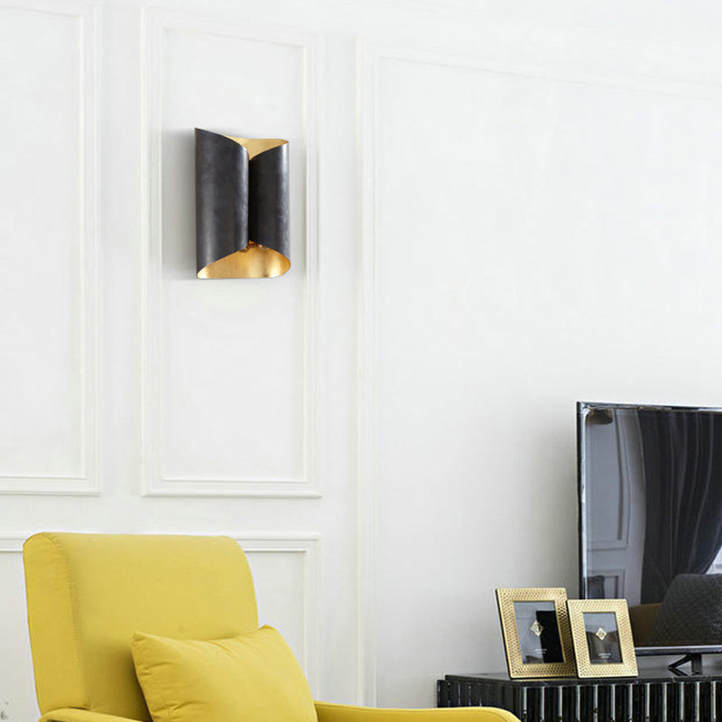 Lámpara de matrimres de desplazamiento de 2 luces lámparas de luz de pared de hierro negra y dorada simple