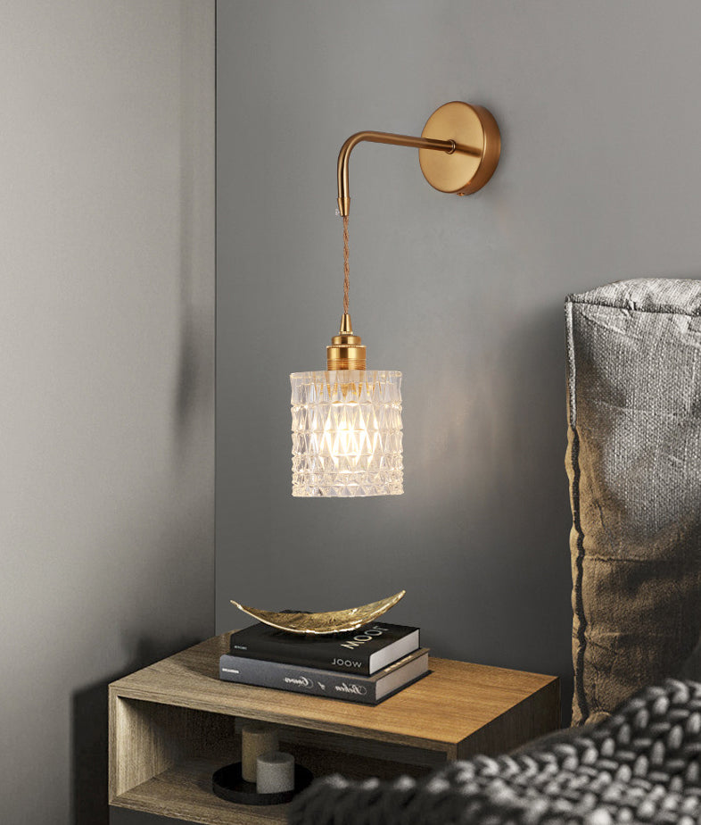 Cylindrical Sconce Light Fixture Nordic Light Extravagant Style Glass 1 Light Sconces