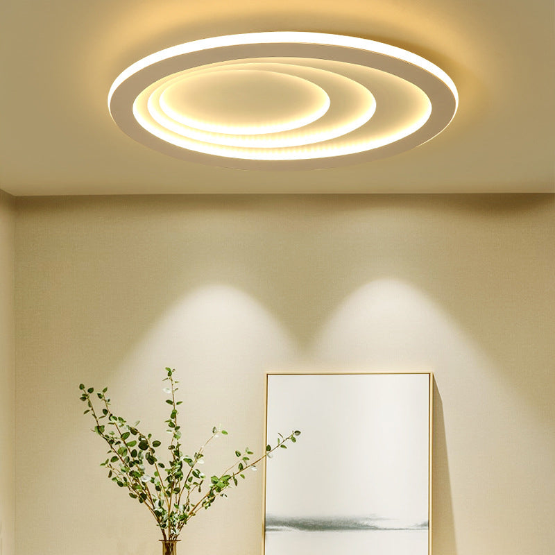 LED Bedroom Flush Mount Ceiling Fixture Modern Style White Flush Mount Fixture with Oval Acrylic Shade