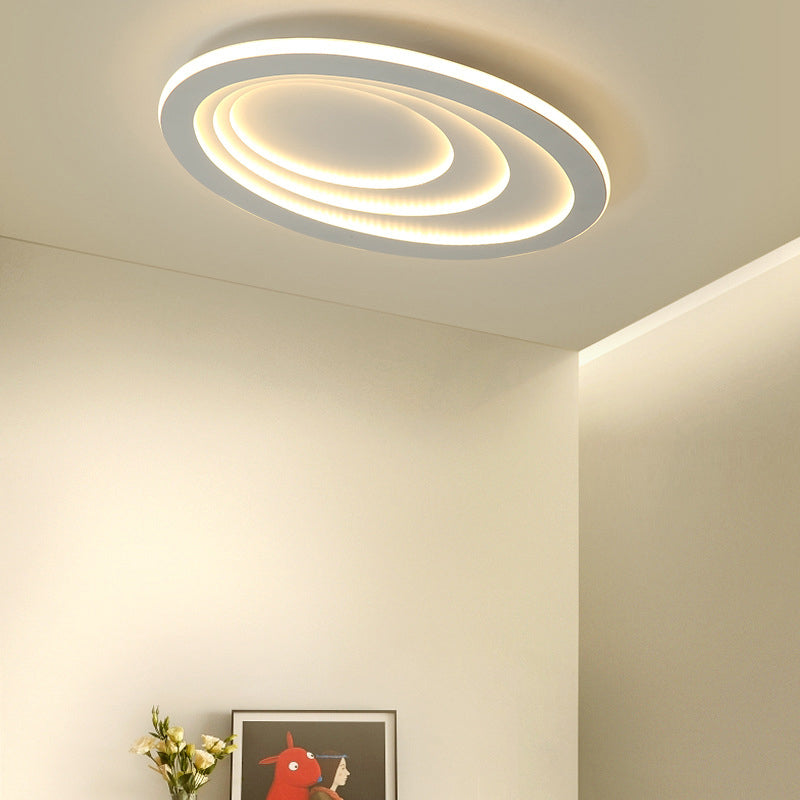 LED Bedroom Flush Mount Ceiling Fixture Modern Style White Flush Mount Fixture with Oval Acrylic Shade