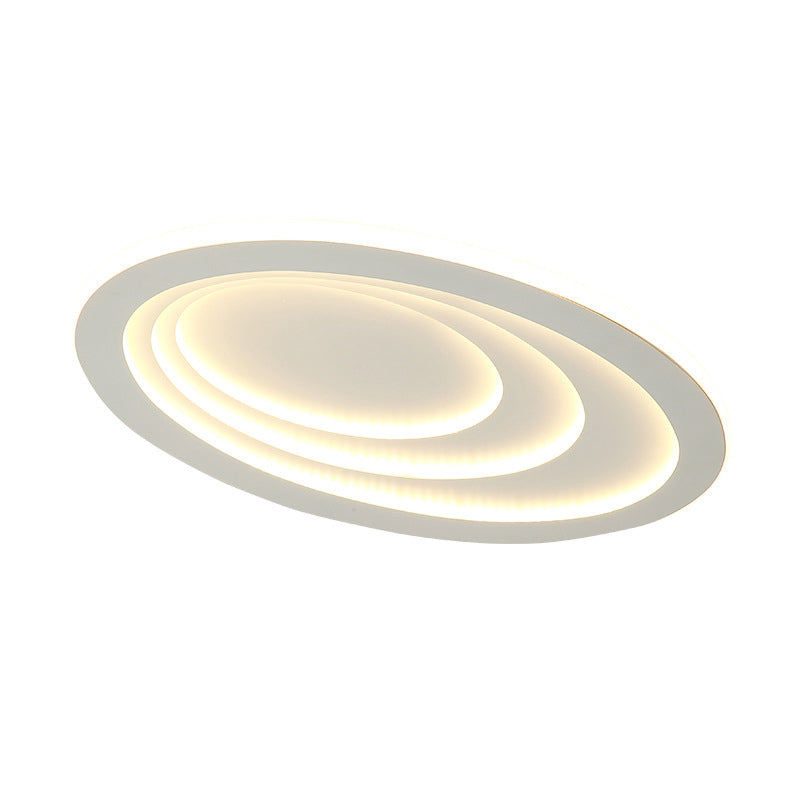 LED Bedroom Flush Mount Ceiling Fixture Modern Style White Flush Mount Fixture with Oval Acrylic Shade
