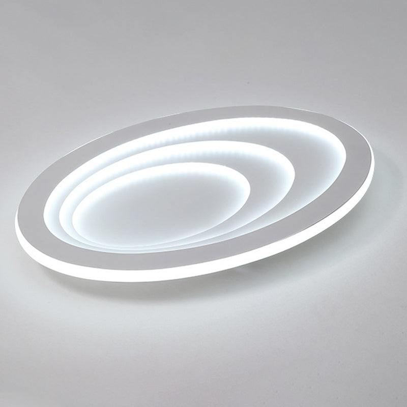 LED Bedroom Flush Mount Ceiling Fixture Modern Style White Flush Mount Fixture with Oval Acrylic Shade
