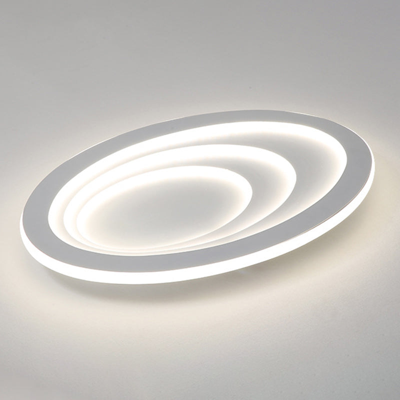 LED Bedroom Flush Mount Ceiling Fixture Modern Style White Flush Mount Fixture with Oval Acrylic Shade
