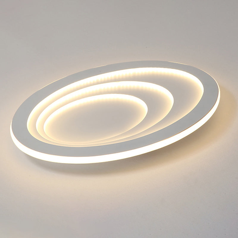 LED Bedroom Flush Mount Ceiling Fixture Modern Style White Flush Mount Fixture with Oval Acrylic Shade