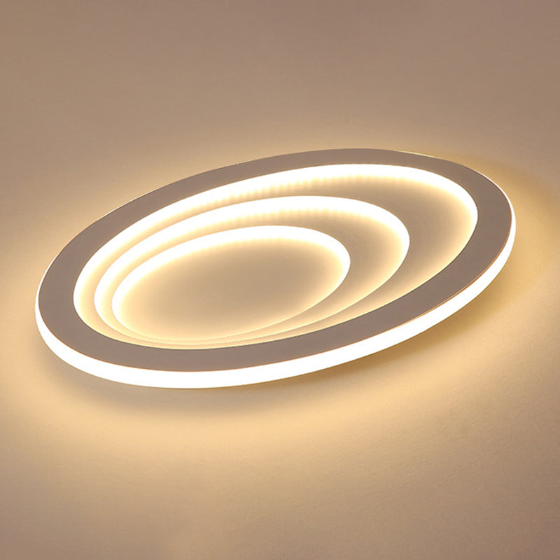 LED Bedroom Flush Mount Ceiling Fixture Modern Style White Flush Mount Fixture with Oval Acrylic Shade