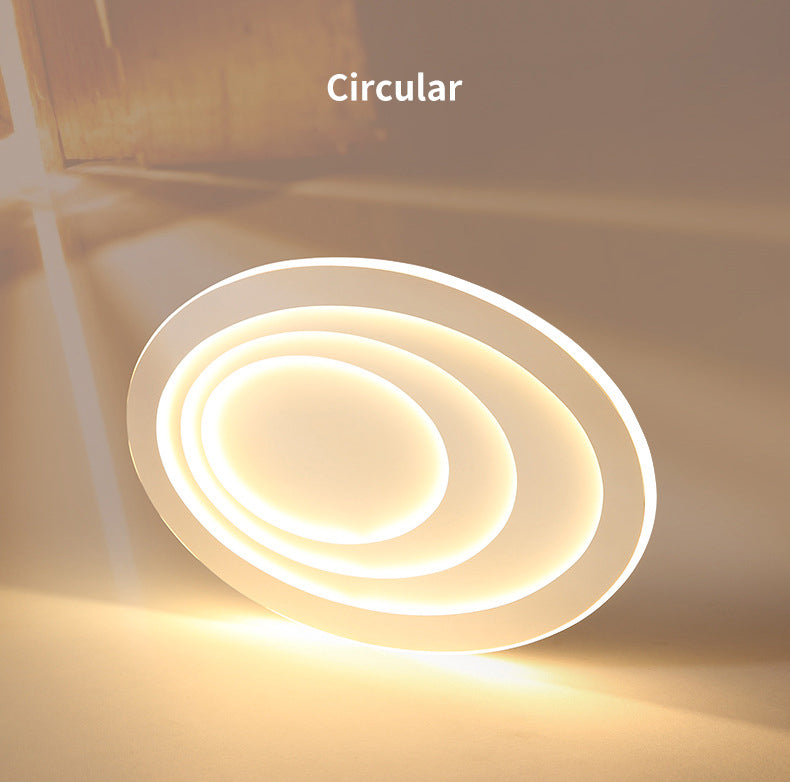 LED Bedroom Flush Mount Ceiling Fixture Modern Style White Flush Mount Fixture with Oval Acrylic Shade