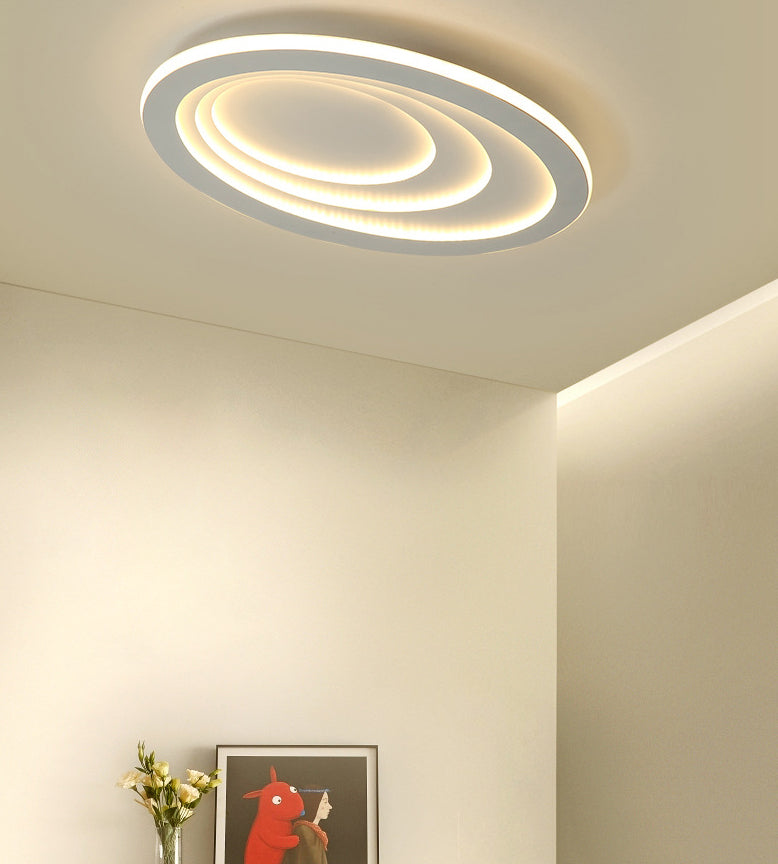 LED Bedroom Flush Mount Ceiling Fixture Modern Style White Flush Mount Fixture with Oval Acrylic Shade