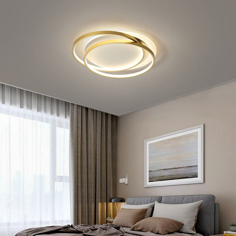 Round Semi Flush Mount Light Modern Minimalist Metal LED Ceiling Flush Mount for Hallway