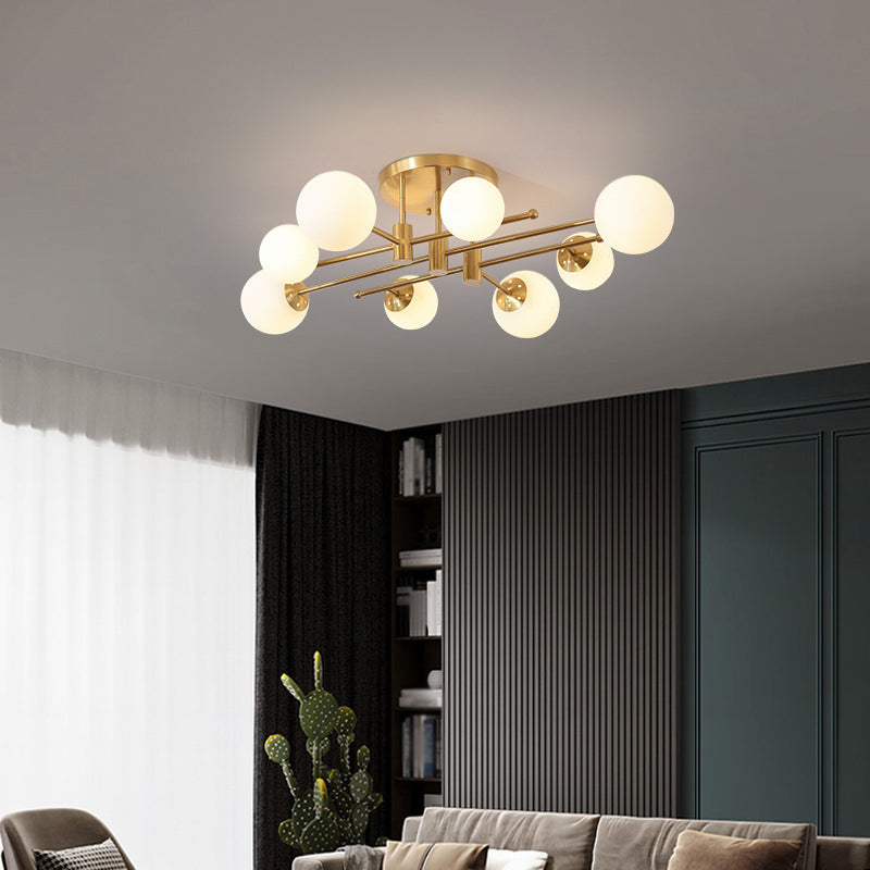 Glass Bubble Semi Mount Lighting Minimalist Style Semi Flush Ceiling Light in Gold