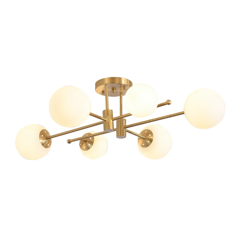 Glass Bubble Semi Mount Lighting Minimalist Style Semi Flush Ceiling Light in Gold