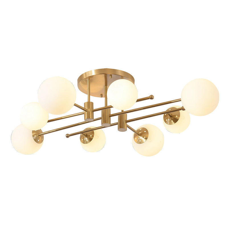 Glass Bubble Semi Mount Lighting Minimalist Style Semi Flush Ceiling Light in Gold