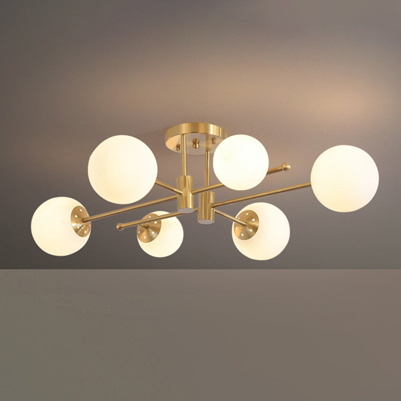 Glass Bubble Semi Mount Lighting Minimalist Style Semi Flush Ceiling Light in Gold