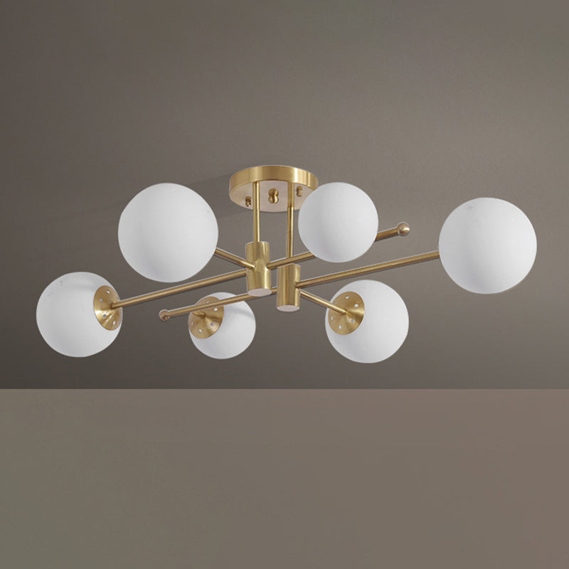 Glass Bubble Semi Mount Lighting Minimalist Style Semi Flush Ceiling Light in Gold