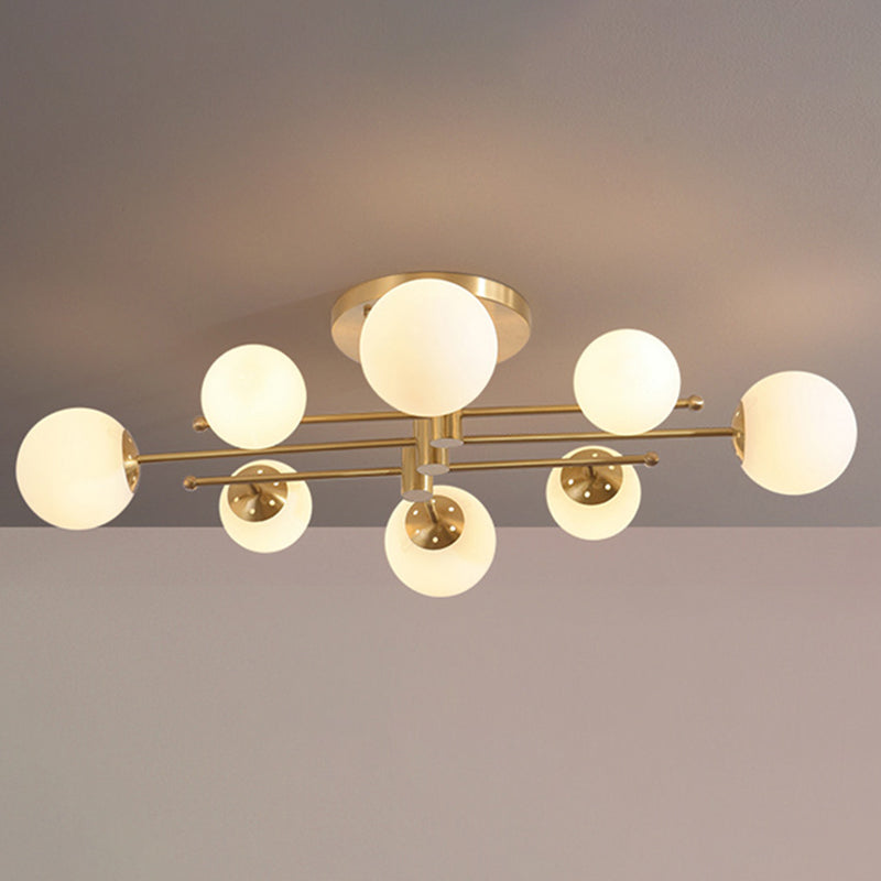 Glass Bubble Semi Mount Lighting Minimalist Style Semi Flush Ceiling Light in Gold