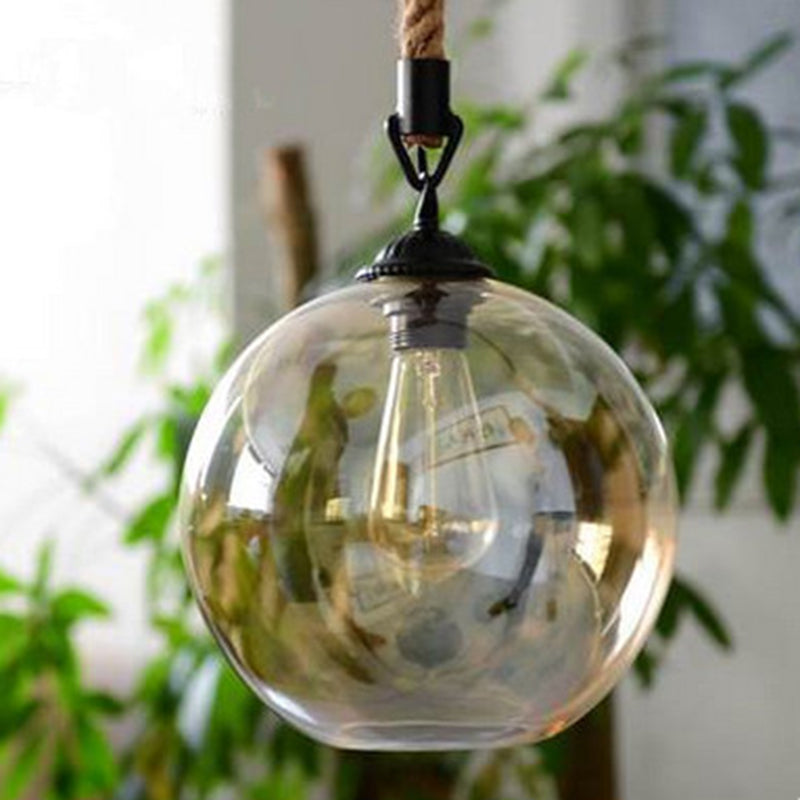 Amber 1 licht bolvormig glazen hanglamp industrieel eenvoudig touw restaurant hangende lamp