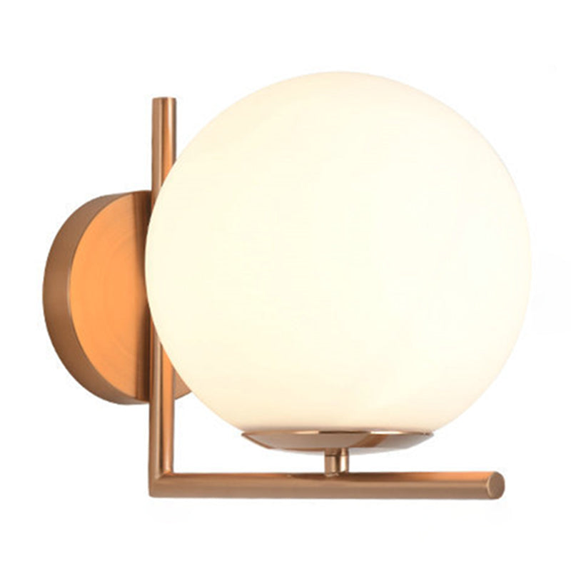 Globe White Glass Wall Light Nordic Simplicity Style Single Light Wall Sconce in Gold