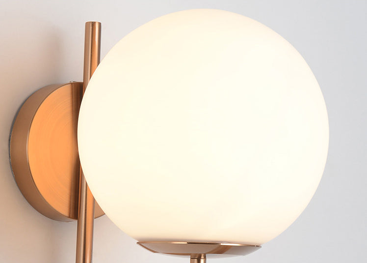Globe White Glass Wall Light Nordic Simplicity Style Single Light Wall Sconce in Gold
