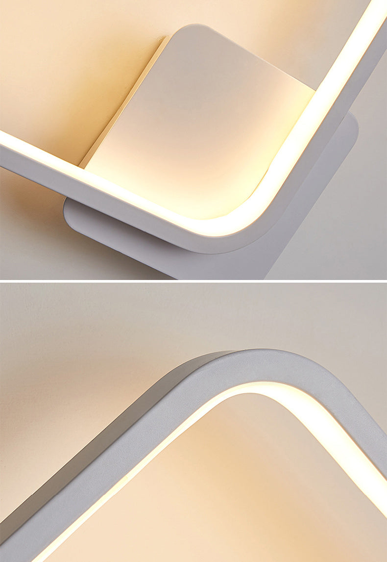 Aluminum Alloy Minimalism Style LED Wall Sconce 11.8" H Square Rounded Corners Mini Bedside Lights