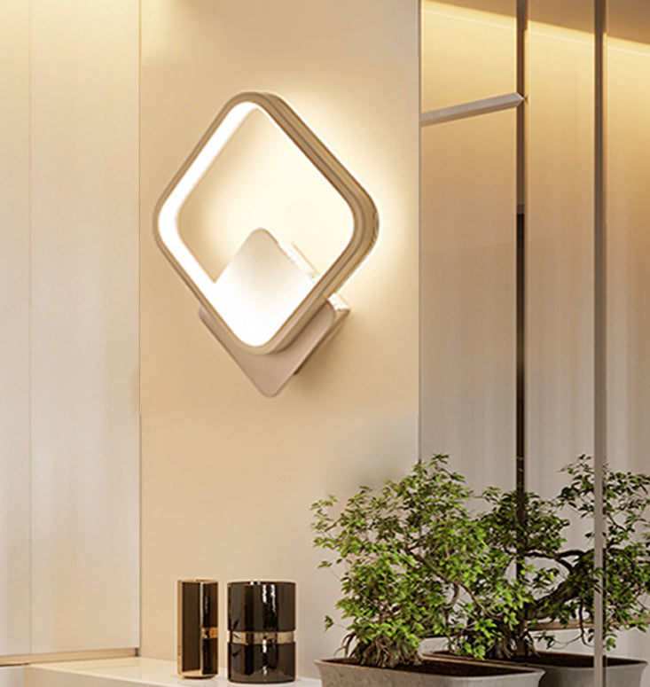 Aluminum Alloy Minimalism Style LED Wall Sconce 11.8" H Square Rounded Corners Mini Bedside Lights