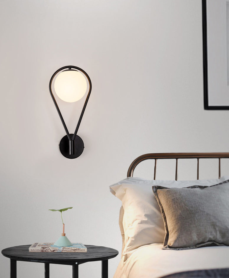 White Glass Globe Wall Light 1 Light Modern Minimalist Sconce Light for Study Living Room