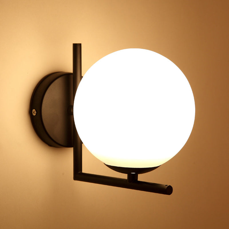 Spherical Bedroom Wall Sconce Lighting Glass Modern Style Wall Mounted Light Fixture