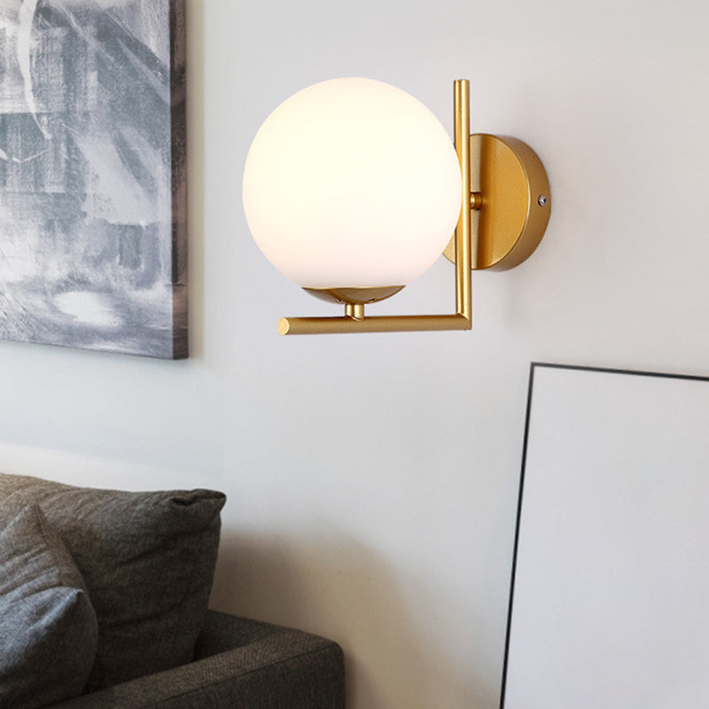 Spherical Bedroom Wall Sconce Lighting Glass Modern Style Wall Mounted Light Fixture