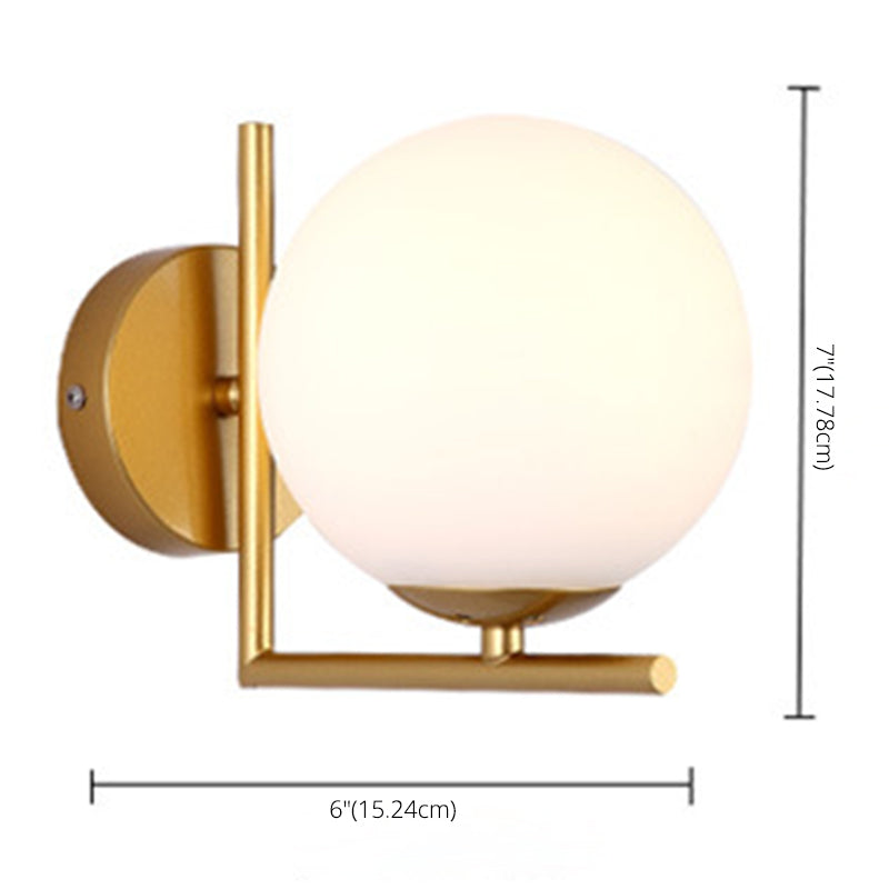 Spherical Bedroom Wall Sconce Lighting Glass Modern Style Wall Mounted Light Fixture