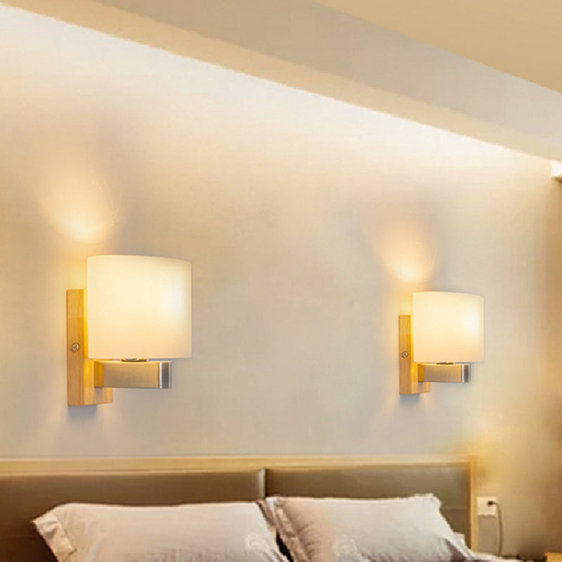 Ultra-modern Cylinder Wall Sconce Lighting Wood Wall Mounted Light Fixture for Living Room