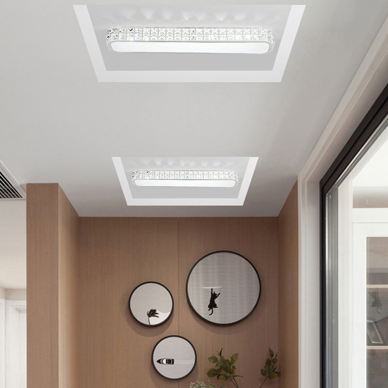 Lampe encastrée oblongue en cristal simplicité LED luminaire de plafond pour couloir