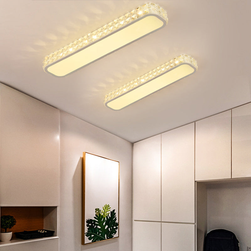 Lampe encastrée oblongue en cristal simplicité LED luminaire de plafond pour couloir