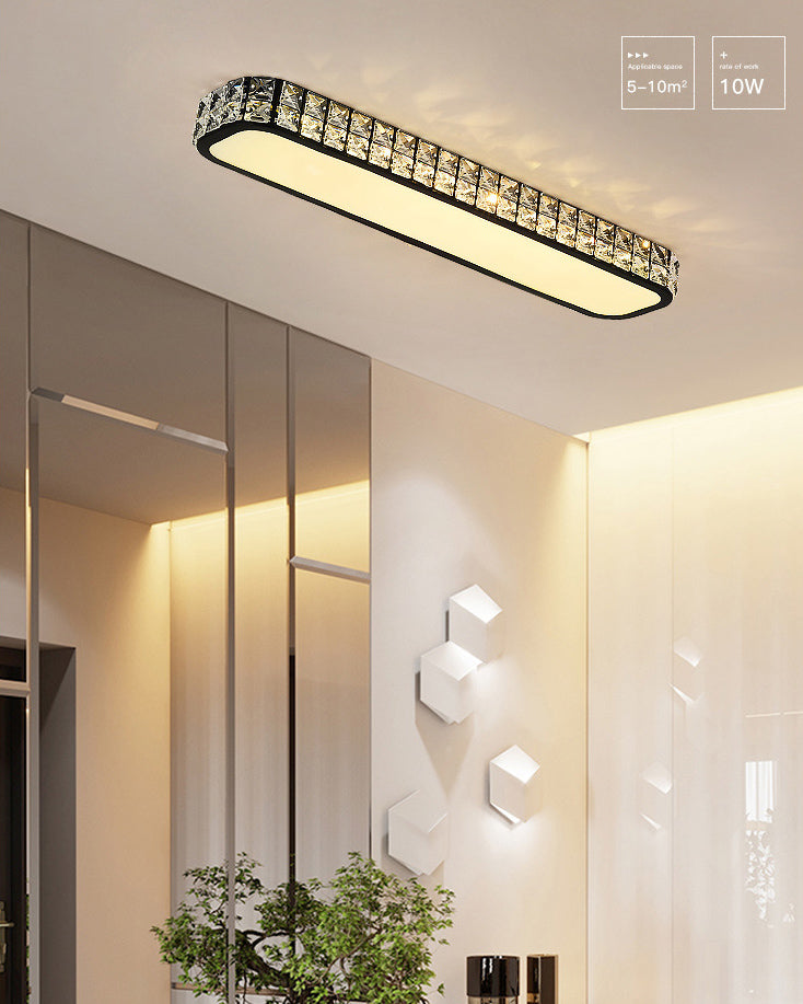 Lampe encastrée oblongue en cristal simplicité LED luminaire de plafond pour couloir