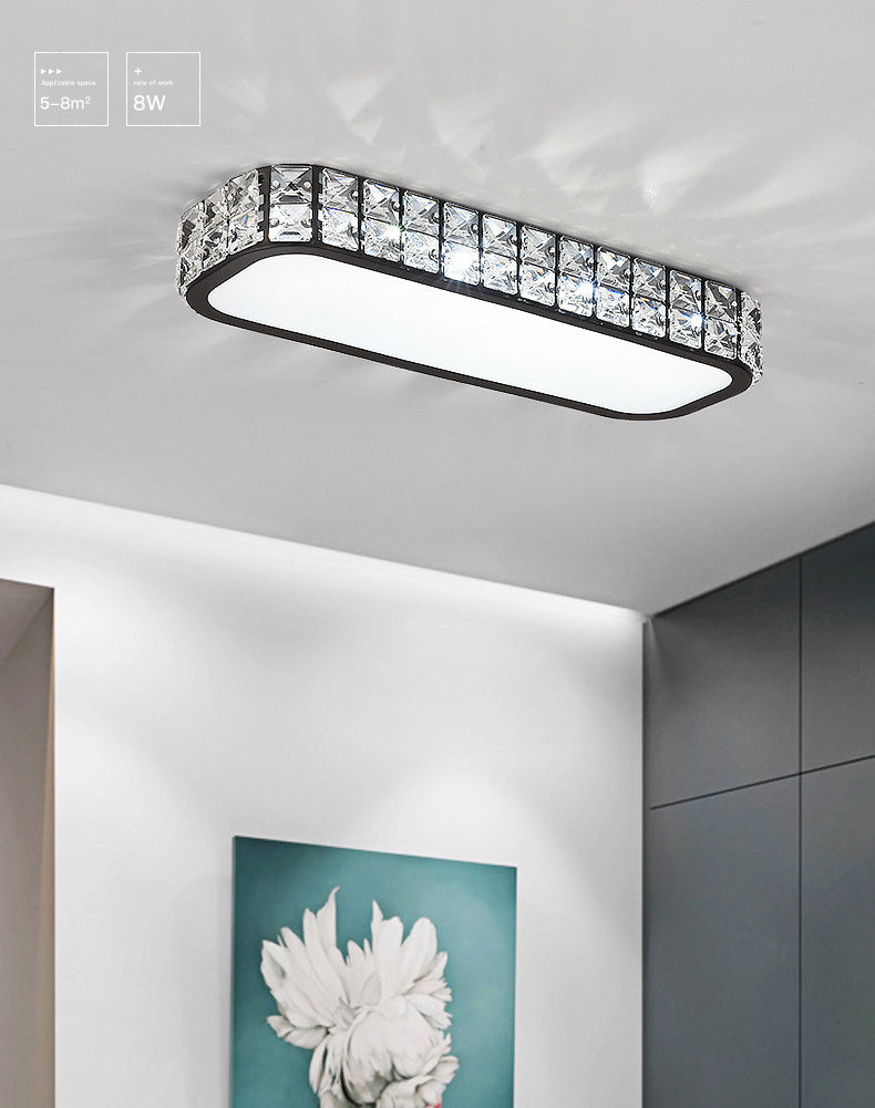 Lampe encastrée oblongue en cristal simplicité LED luminaire de plafond pour couloir