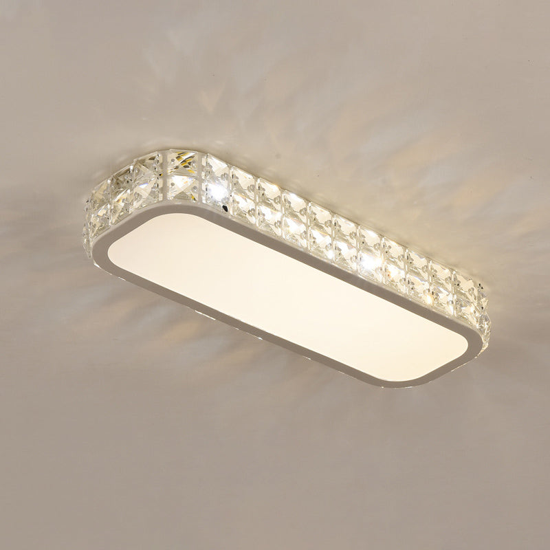 Lampe encastrée oblongue en cristal simplicité LED luminaire de plafond pour couloir