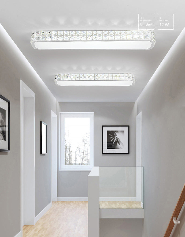Lampe encastrée oblongue en cristal simplicité LED luminaire de plafond pour couloir