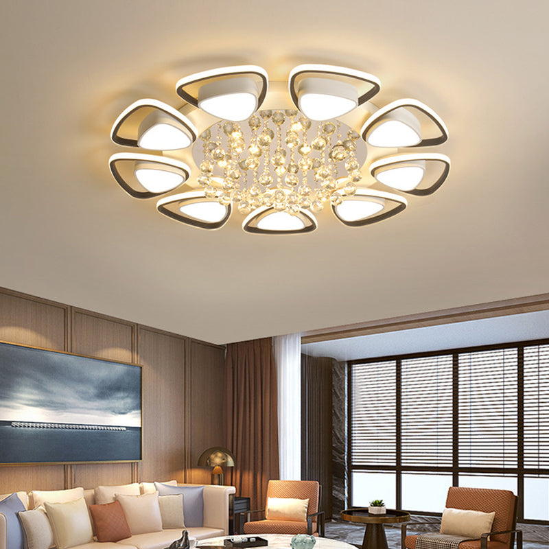Zwart-witte driehoekige inbouw moderne acryl LED-plafondlamp met kristallen druppels