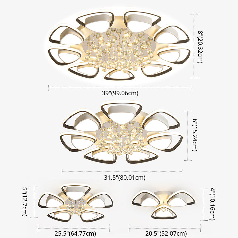 Zwart-witte driehoekige inbouw moderne acryl LED-plafondlamp met kristallen druppels