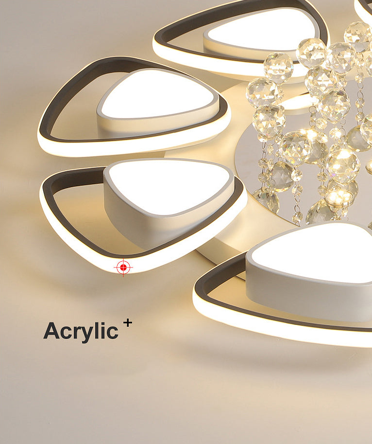 Zwart-witte driehoekige inbouw moderne acryl LED-plafondlamp met kristallen druppels