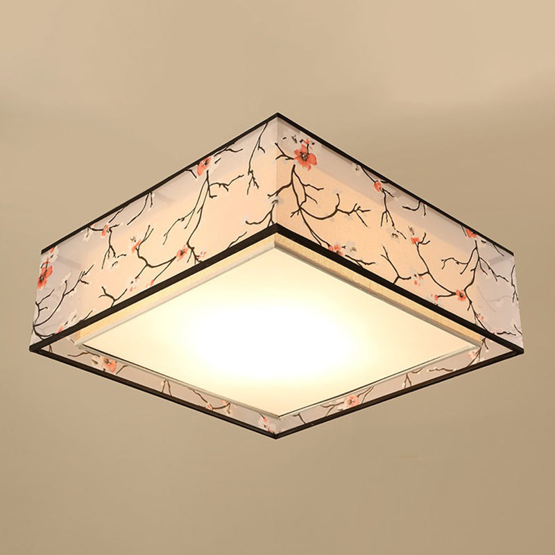 Fabric Square Flush Mount Ceiling Fixture Modern Flush Ceiling Light Fixture for Bedroom