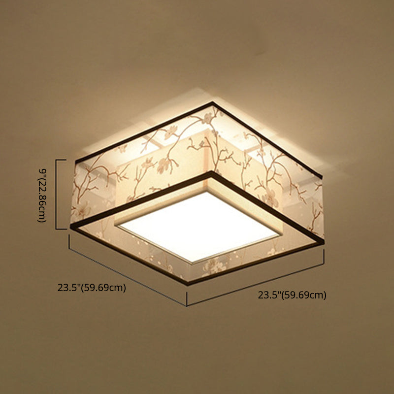 Fabric Square Flush Mount Ceiling Fixture Modern Flush Ceiling Light Fixture for Bedroom