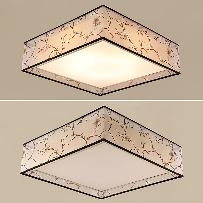 Fabric Square Flush Mount Ceiling Fixture Modern Flush Ceiling Light Fixture for Bedroom