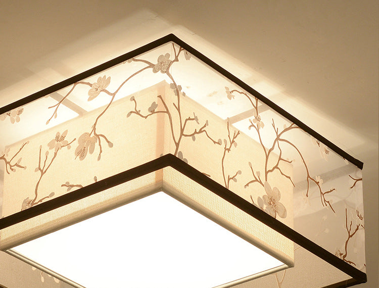 Fabric Square Flush Mount Ceiling Fixture Modern Flush Ceiling Light Fixture for Bedroom