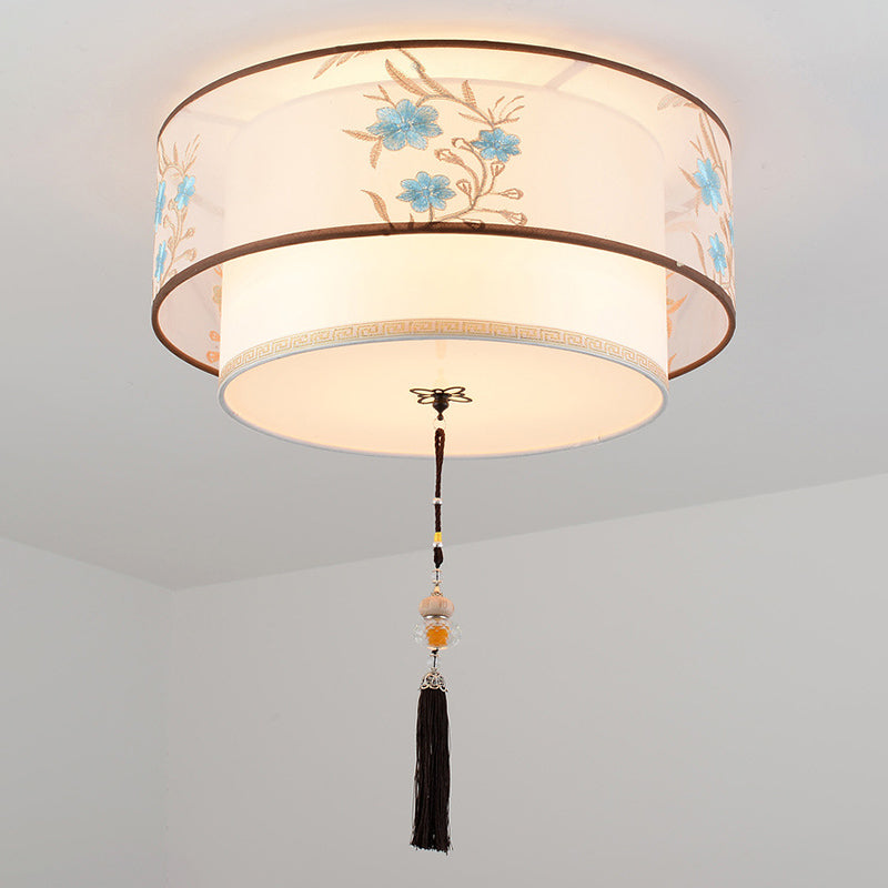 Geometrische Stof Spoelen Mount Licht Armatuur Modern Wit Flush Plafond Licht Profiel