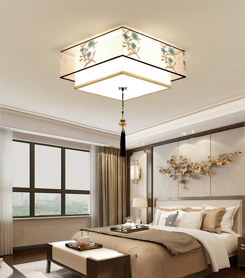 Geometrische Stof Spoelen Mount Licht Armatuur Modern Wit Flush Plafond Licht Profiel