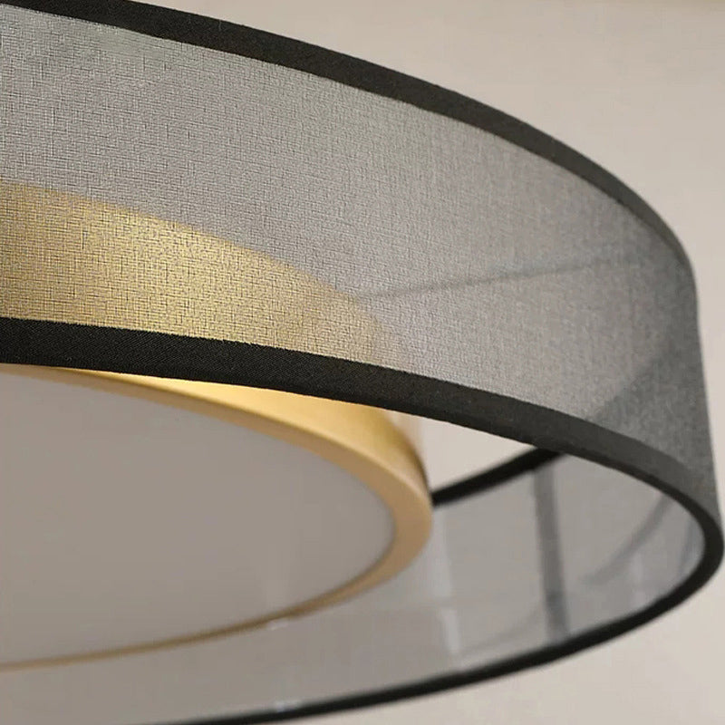 Plafonnier encastré à tambour en tissu moderne, plafonnier LED pour chambre à coucher en laiton