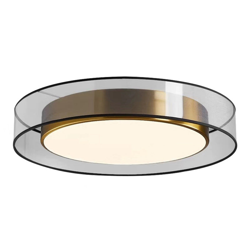 Plafonnier encastré à tambour en tissu moderne, plafonnier LED pour chambre à coucher en laiton