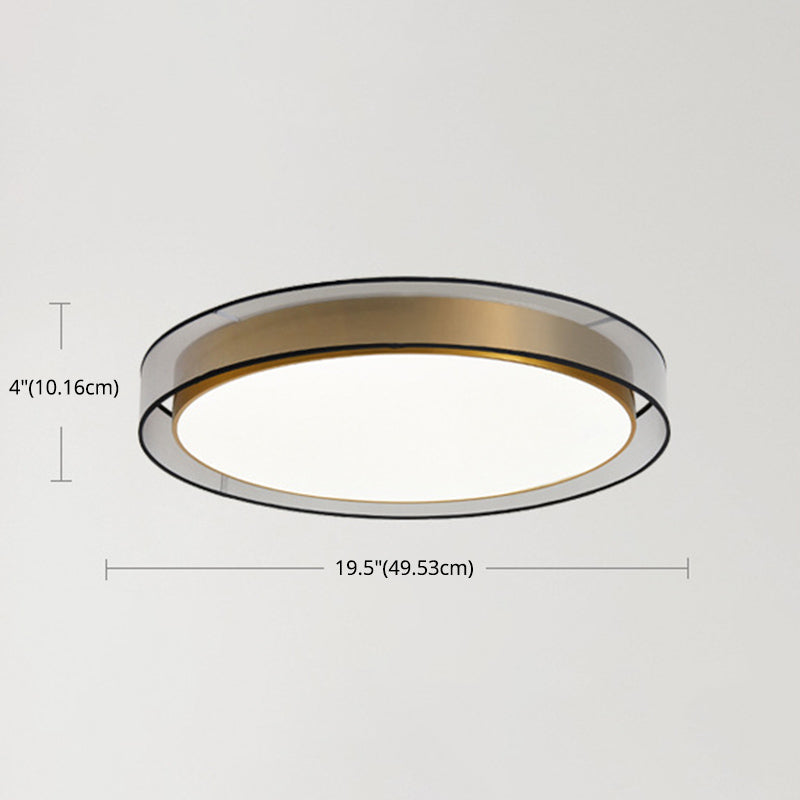 Plafonnier encastré à tambour en tissu moderne, plafonnier LED pour chambre à coucher en laiton