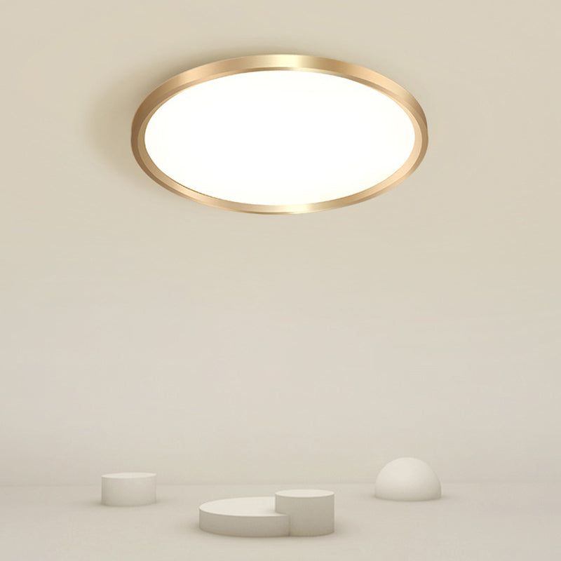 LED Bedroom Flush Ceiling Light Fixture Modern Gold Flush Ceiling Light with Circle Metal Shade