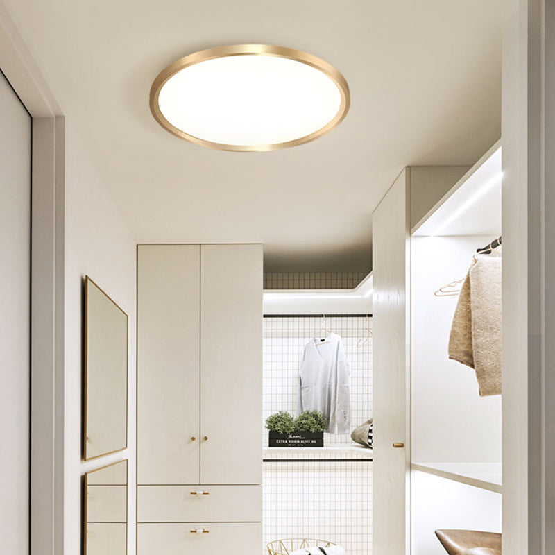 LED Bedroom Flush Ceiling Light Fixture Modern Gold Flush Ceiling Light with Circle Metal Shade
